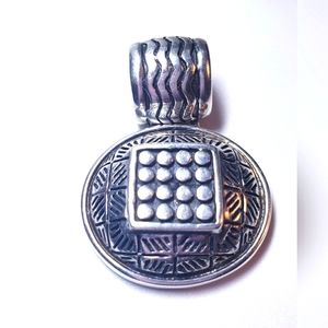Vintage Sterling Silver Tribal Style Engraved Huge Slide Pendant
